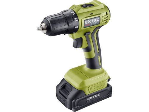 Extol Craft akkus fúrócsavarozó, Power Share, 20V, kefementes motor, kofferban; 2db 2000 mAh Li-ion akku + 1 db töltő