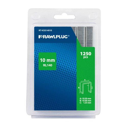 Rawlplug Profi Tűzőkapocs 10mm magas, vastag, acél test RT-KSS140101