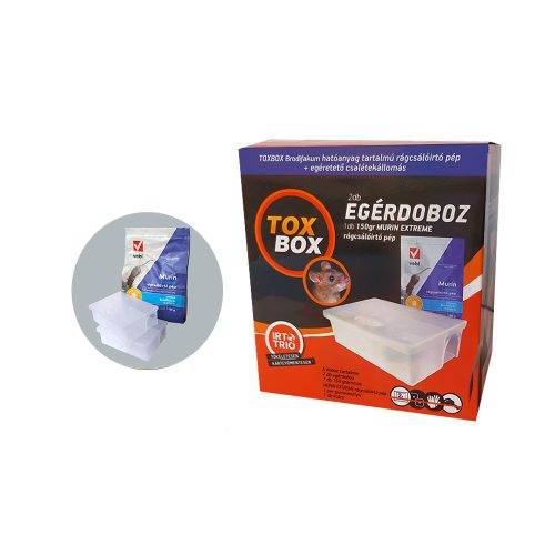 TOXBOX egérirtó csomag, műanyag egérdoboz / csalétekállomás Murin irtószerrel
